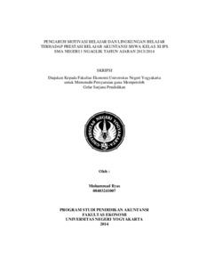 PENGARUH MOTIVASI BELAJAR DAN LINGKUNGAN BELAJAR TERHADAP PRESTASI ...